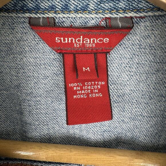 Sundance Womens Jean Jacket Medium Blue Denim Classic Minimal Western Trucker - Picture 13 of 15